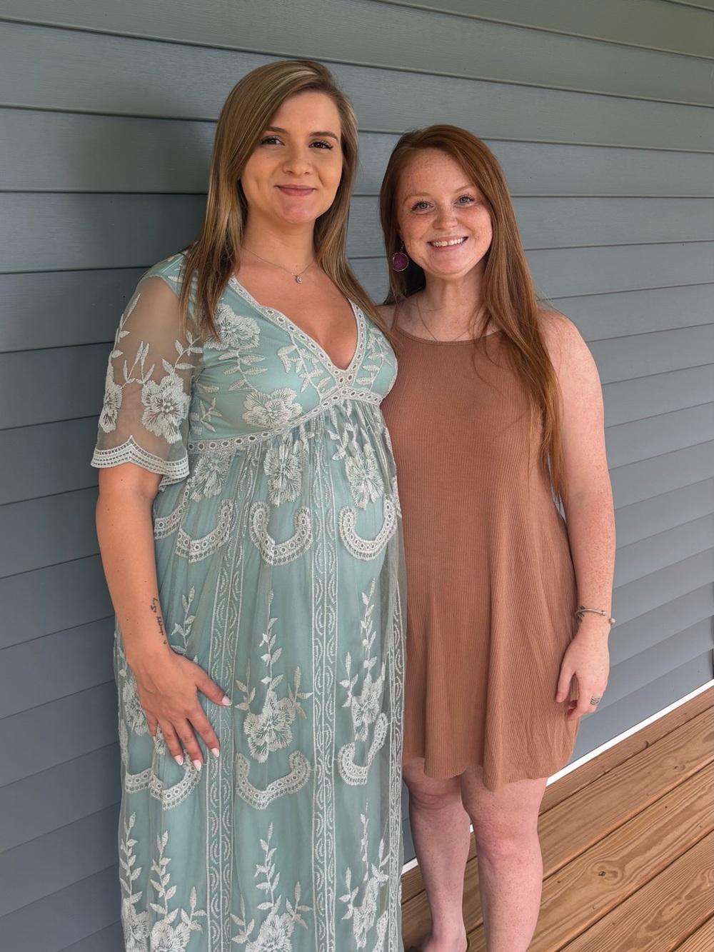 Pinkblush Teal Lace Maxi Maternity Dress